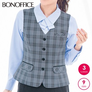 [通年]【レディース】タータンチェック柄Vネックベスト 新鮮カラーを低価格で／ストレッチ・3色