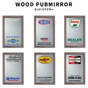 Wooden Pub Mirror ウッド パブ ミラー CHEVROLET NHRA SINCLAIR MOPAR PENNZOIL CHAMPION 壁掛け 鏡