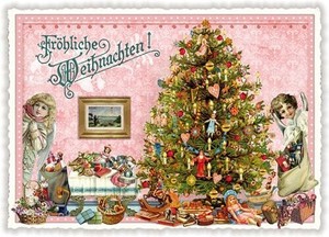 クリスマス　ポストカード■ラメ＆ダイカット加工 ドイツより直輸入