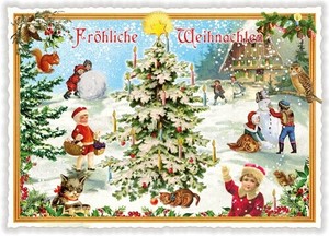クリスマス　ポストカード■ラメ＆ダイカット加工 ドイツより直輸入