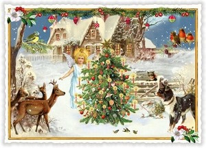 クリスマス　ポストカード■ラメ＆ダイカット加工 ドイツより直輸入