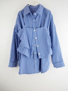 Button Shirt/Blouse Stripe Cotton Bustier [A/W NEW]