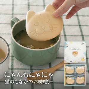 にゃんもにゃにゃ　猫のもなかのお味噌汁4⾷⼊　山陰のあじ錦味噌×島根県産4種の出汁　フリーズドライ