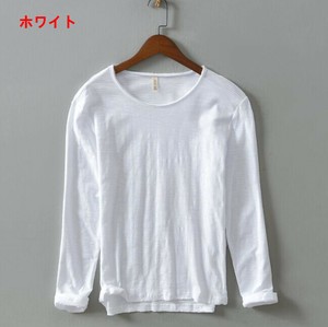 Tシャツ 長袖 ラウンドネック 無地 快適 メンズ ファッション MBQ2490