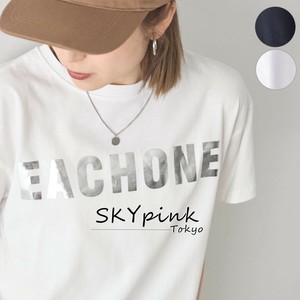 【2025SS新作予約販売・8月上旬】英字ロゴプリントTシャツ　カットソー　箔プリント　SKYpink東京