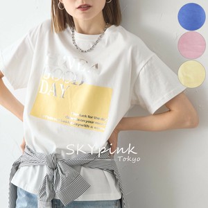 【2025SS新作予約販売・8月上旬】カラーロゴプリントTシャツ　カットソー　箔プリント　SKYpink東京