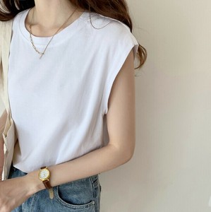 Tシャツ ノースリーブ ラウンドネック 無地 快適 レディース ファッション MBQ2492