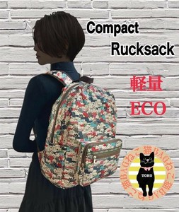 新商品  コンパクトリュック ECOコンパクト 軽量  バッグ  猫柄 CATねこリュック 大容量