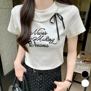 トップス《パールリボンプリントTシャツ 全2色》