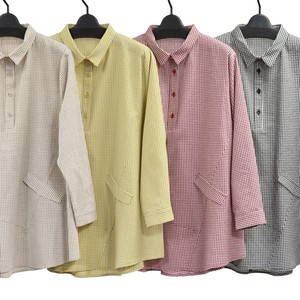 【予約販売】【2025秋物新作】ギンガムチェックシャツ衿付きチュニック