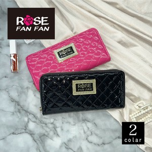 ROSE FANFAN エナメルキルト ラウンドファスナー長財布