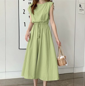 ワンピース  綿麻  ノースリーブ 無地 ゆったり  快適 レディース ファッション  MBQ2540