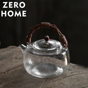 耐熱ガラス急須 籐編み取っ手 煮茶・焼水兼用 電陶炉専用茶具