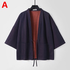和服 七分袖 両面着 デニム ゆったり 無地 快適 メンズ ファッション   MBQ2551