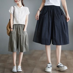 ワイドパンツ 五分丈 夏 無地 ゆったり 快適 レディース ファッション MBQ2552