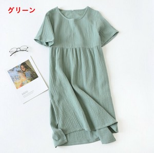 パジャマ ワンピース 半袖 夏 薄手 無地 快適 レディース ファッション MBQ2568