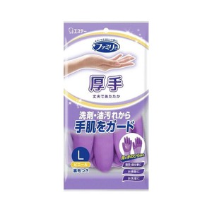 ファミリー ビニール厚手 指・手のひら強化　L　パープル 1双