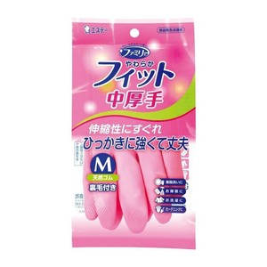 ファミリー やわらかフィット 天然ゴム 中厚手　M　ピンク 1双