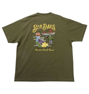 BEN DAVIS 大きいサイズ スーベニア刺繍半袖Tシャツ カーキ