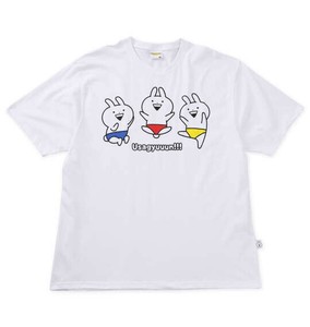 うさぎゅーん! 大きいサイズ プリント半袖Tシャツ ホワイト