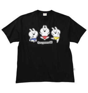 うさぎゅーん! 大きいサイズ プリント半袖Tシャツ ブラック