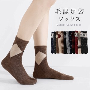 毛混 足袋 靴下 22cm〜24cm レディース クルーソックス
