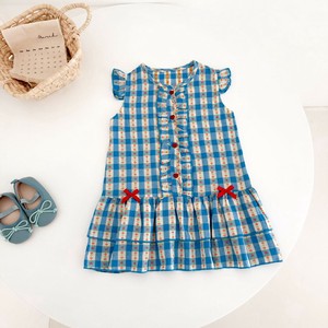Kids' Casual Dress Check Pattern Summer