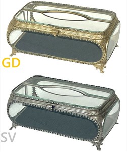 2色展開☆クラシック・ティッシュボックス・ガラス ティッシュケース ナプキンボックス