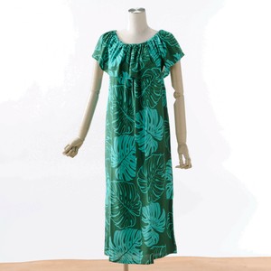 ★新着！★  サマードレス (ダブルカラー） / green hibiscus  涼しくゆったり  〜バリ島より