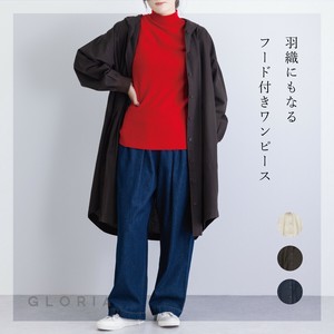 【11月入荷予定】【2025秋冬】袖口リブフード付きワンピース