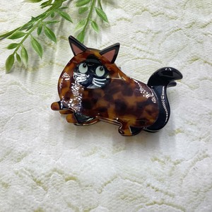 ヘアアクセサリー　ヘアピン　ヘアクリップ　ネコ　猫　アニマル　ブラウン