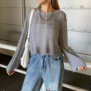 即納【2025新作】透かしプルオーバー　透かし編み　透かしニット　ニットトップス　メッシュニット