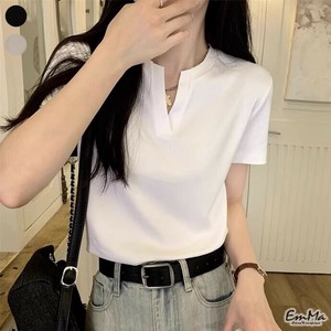 半袖Tシャツ スリットネック 無地 きれいめ カジュアル 【2025SS】 ONA2127