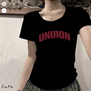 半袖Tシャツ スリム アルファベットor無地  ラウンドネック カジュアル 夏  【2025SS】 ONA1110