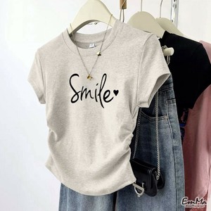 半袖Tシャツ ショート丈 スリム コットン ラウンドネック  夏  【2025SS】 ONA1109