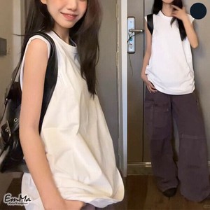 タンクトップ 無地 コットン ノースリーブTシャツ 夏   【2025SS】 ONA1106