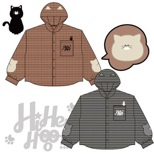 ねこフード付き チェックシャツ  猫耳 ×ボア刺繍×チェック柄！レディース メンズ