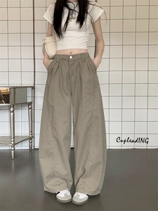 ≪予約商品≫韓国ファッション ハイウエストワイドパンツ 2025サマー ルーズスタイル デイリー着用