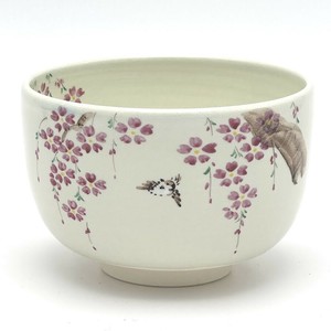 【抹茶碗】京焼抹茶碗 「桜雀」／手描き 日本製 抹茶茶碗 和食器 鳥 花