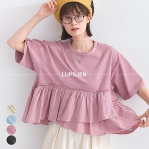 ピグメント×ドッキング カット×布帛 アシンメトリー ギャザー プルオーバー Tシャツ【2025年春夏新作】