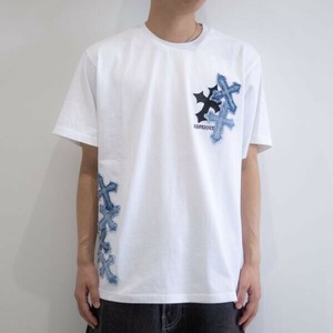 デニムクロスパッチワーク半袖Tシャツ