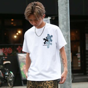 デニムクロスパッチワーク半袖Tシャツ