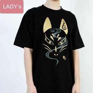 切絵Tシャツ 金狐 ブラック 半袖/お土産/JAPAN/日本/インバウンド/和柄