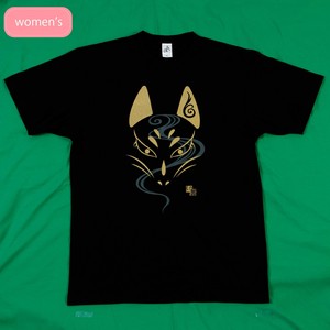 切絵Tシャツ 金狐 ブラック 半袖/お土産/JAPAN/日本/インバウンド/和柄