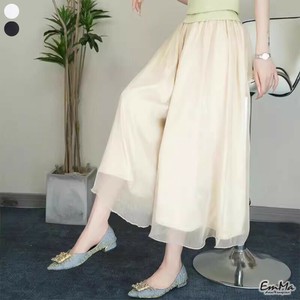 シフォンスカート見えワイドパンツ ウエストゴム スカンツ きれいめ カジュアル  夏 【2025SS】 ONA2125