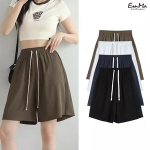ワイドレッグショートパンツ ウエスト紐 ハイウエスト 薄手  【2025SS】 ONA1111