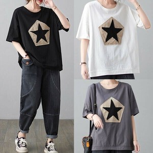 3color スターデザイン・パッチワークTシャツ・トップス【新作】