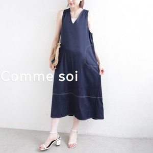 ■comme soi（コムソワ）■ステッチVネックワンピース 2025新作