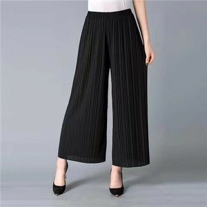 ワイドパンツ   プリーツ 薄手 九分丈 ゆったり 快適 レディース ファッション  WCMA344