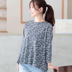 【2025年8月新作】【日本製】街並み柄後ろタック丸首8分袖カットソーTシャツ（B28903）